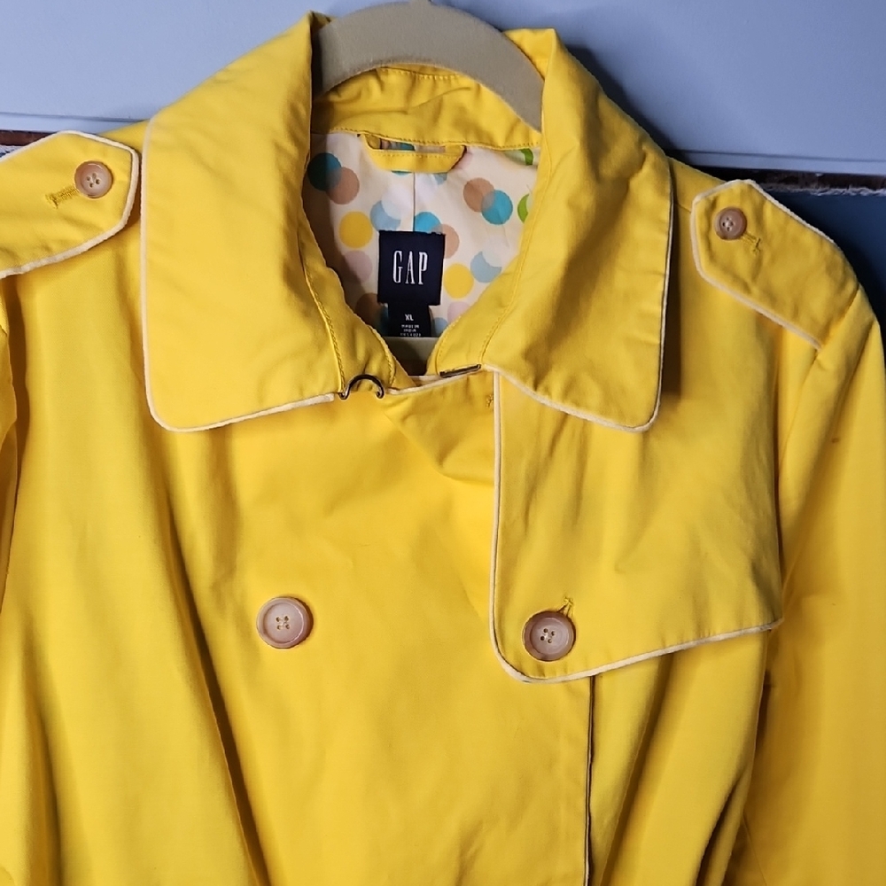 Gap Women’s Y2K Bright Yellow Double-Breasted Women's Trench Coat Xl - Picture 3 of 13